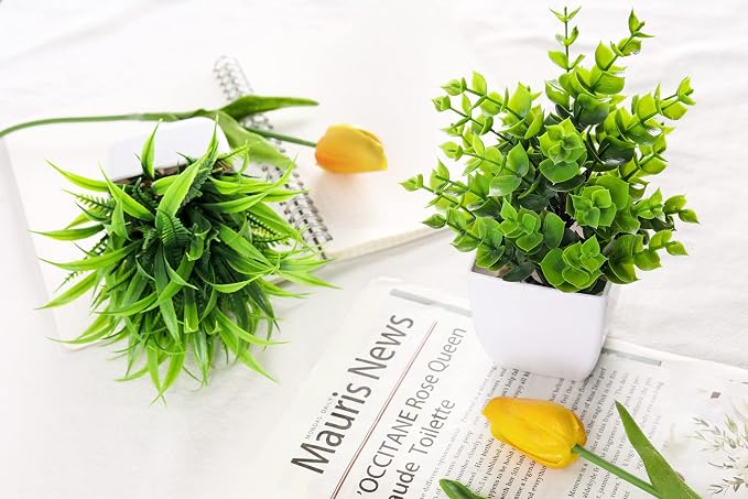 Der Rose 2 Pack Small Fake Plants Mini Artificial Potted Plants - Image 7
