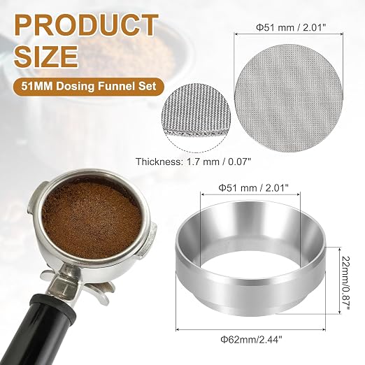 uxcell 51MM Espresso Dosing Funnel Set, 2.44 x 0.87 Dosing Funnel - Image 2