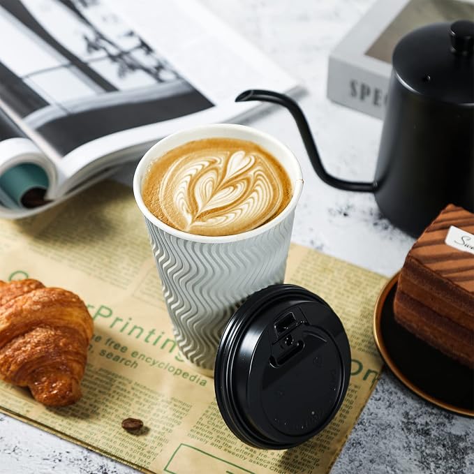 MUCHII 16 oz Disposable Coffee Cups, Hot Chocolate, and Drinks - Image 4