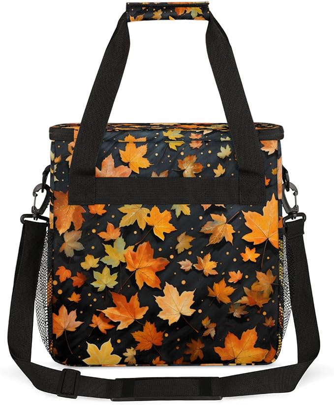 Maple Leaves Coffee Maker Carring Bag, Large Insulated Storage Organizer Case - Image 5