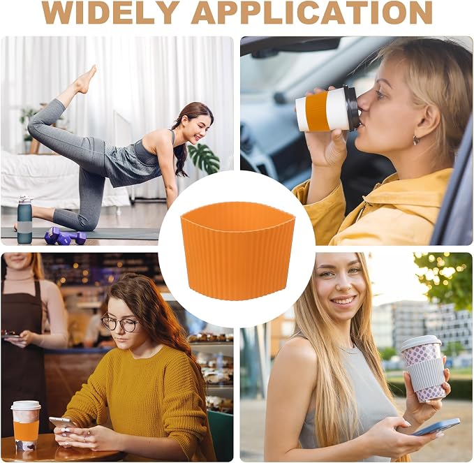 uxcell 6Pack Coffee Cup Sleeves, Reusable Silicone Heat Resistant Cup - Image 6