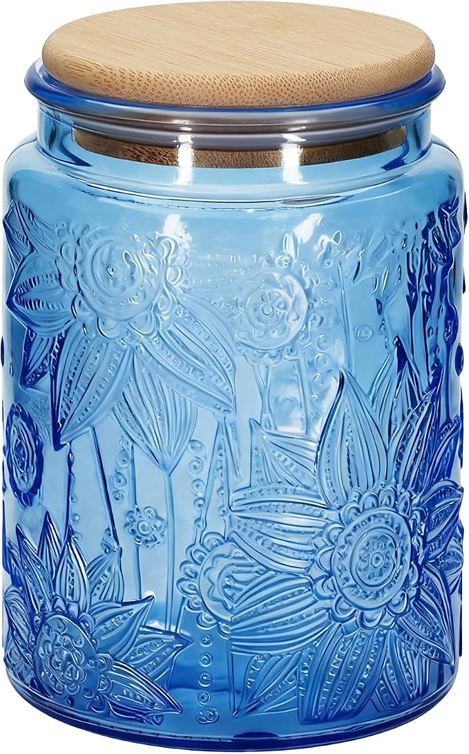 1Pc 24oz Sunflower Style Vintage Glass Candy Jar by eispap