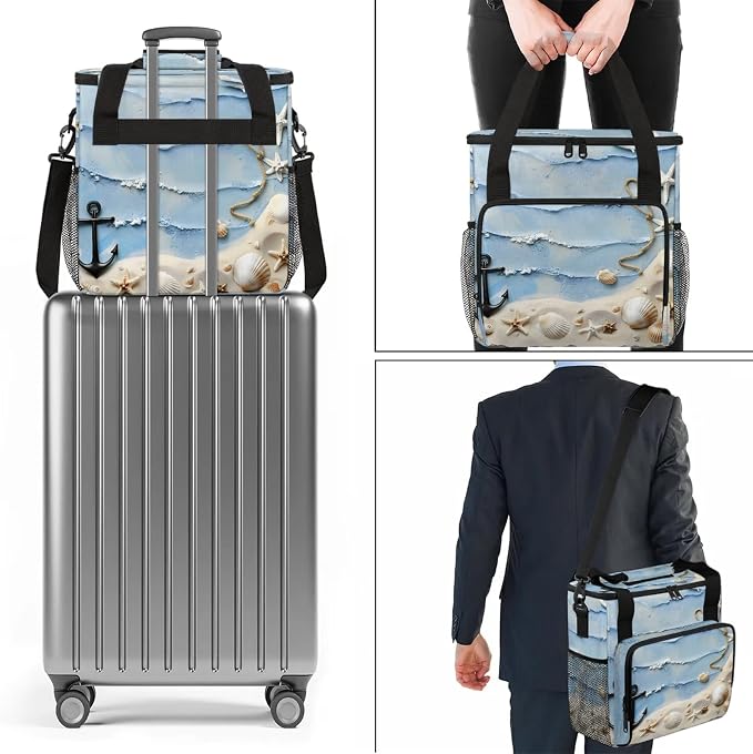 Summer Beach Theme Coffee Maker Carring Bag, Large Insulated Storage Organizer - Image 7