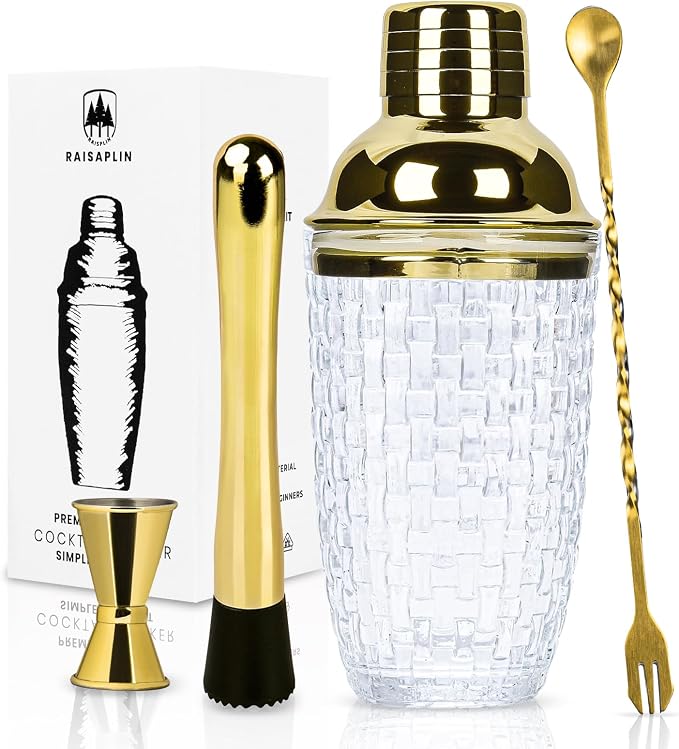 4 Pcs Glass Cocktail Shaker Set by Unknown