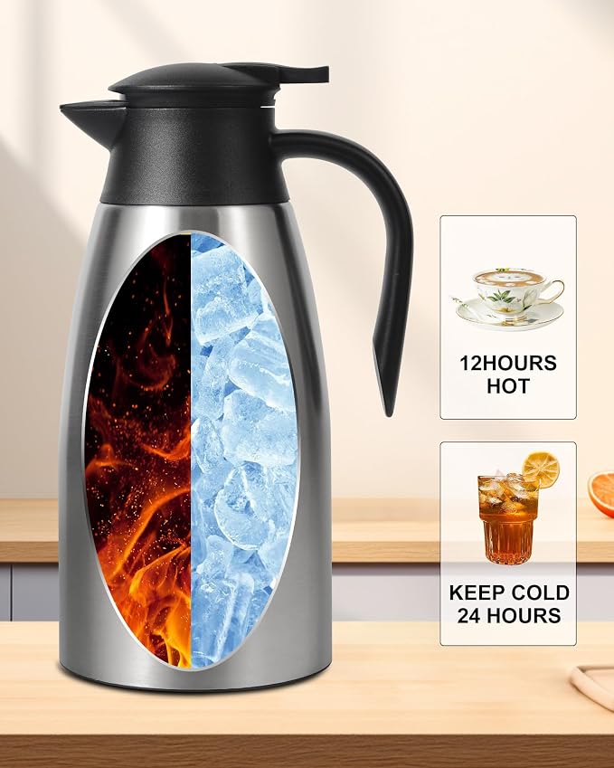 70Oz Thermal Coffee Carafe for keeping hot, Insulated Coffee Carafe Stainless - Image 3