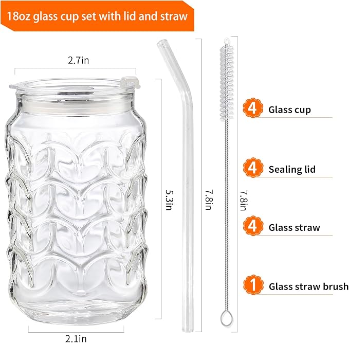 Jiuchen 4-Pack 18oz Borosilicate Glass Cups - Image 4