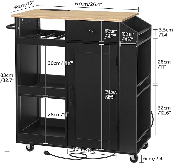MAHANCRIS Kitchen Island with Power Outlet, Kitchen Storage Island with Drawer - Image 3