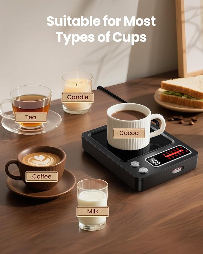 Gaiatop Coffee Mug Warmer, 36W Fast Heating, 5 Temp Settings, 0.5-9H Timer - Image 6