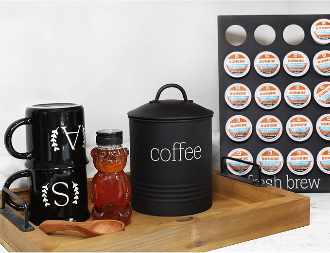 AuldHome Design Enamelware Black Coffee Canister; Modern Farmhouse Style Coffee - Image 4