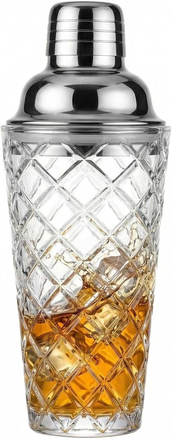 15oz Diamond-Cut Crystal Cocktail Shaker Clear Glass by Fioance