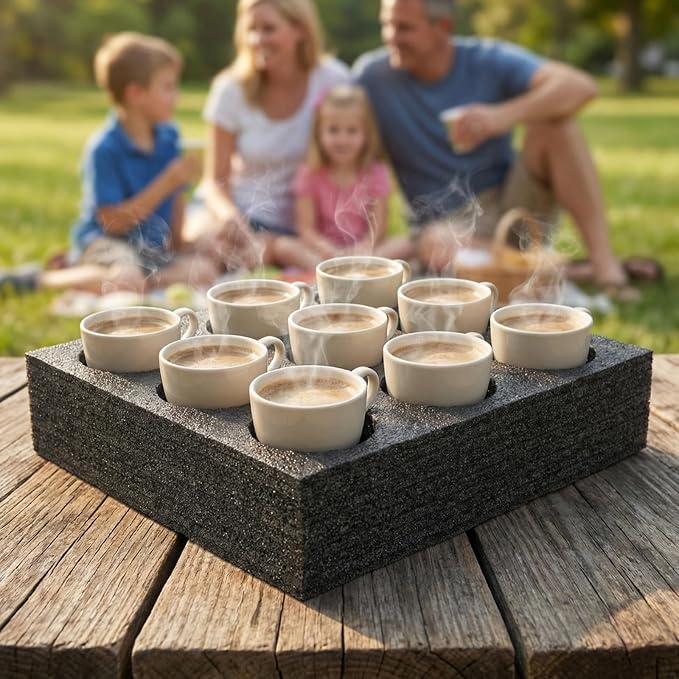 Toyvian 9-cup Multi-hole Drink Carrier Tray, Thickened Black Epe Foam Beverage - Image 7