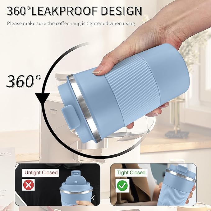 YINBAOGE Insulated Travel Coffee Mug, Spill & Leak Proof, Portable To Go - Image 5