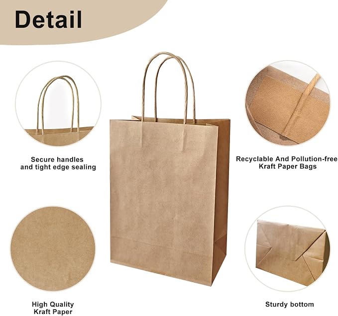 Take-Out Paper Bags And Two Drink Paper Trays 40 Pack, Two Cup Carrier Tray - Image 4