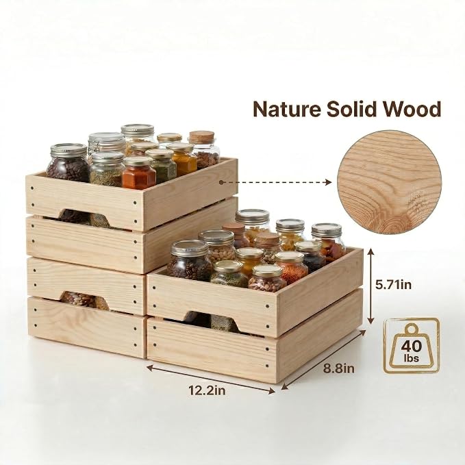 WOPITUES Wooden Crate, Wood Crates - Image 2