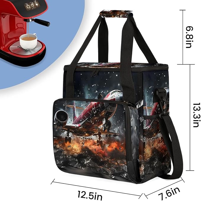 Retro Airplane Coffee Maker Carring Bag, Large Insulated Storage Organizer Case - Image 2