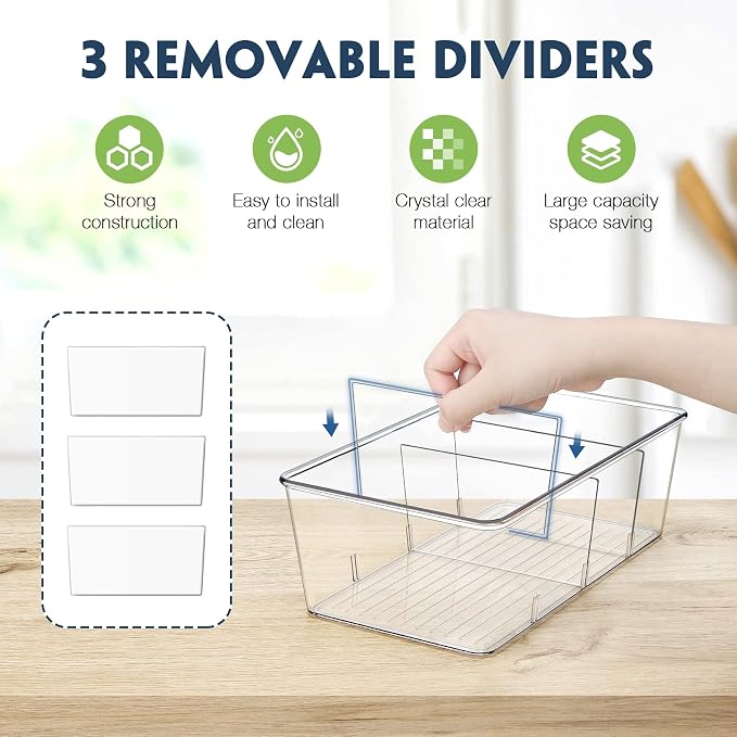Batoto Pantry Organization and Storage Bins, Refrigerator Organizer Bins – Clear - Image 3