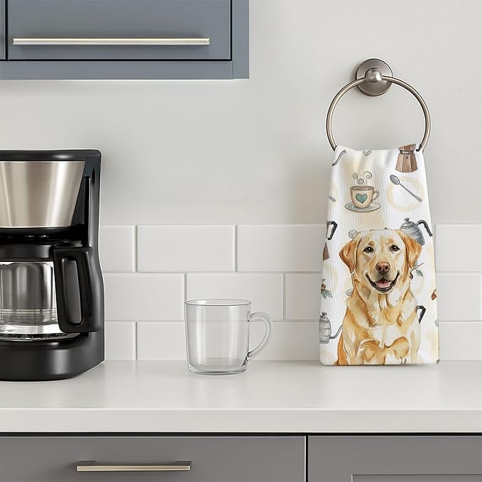 Caroline's Treasures Yellow Labrador Retriever Coffee Bar Kitchen Towel Velour - Image 3