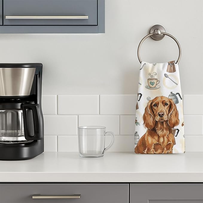 Caroline's Treasures Boykin Spaniel Coffee Bar Kitchen Towel Velour Plush Front - Image 3