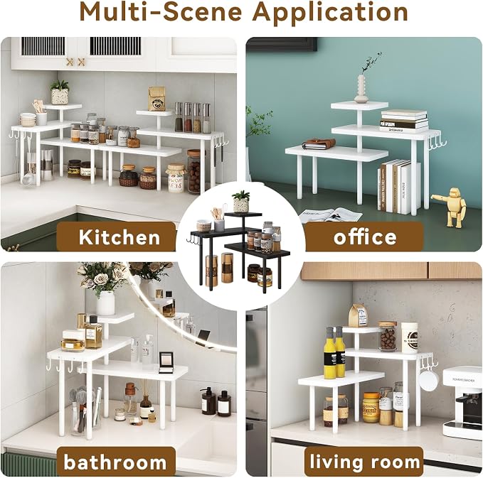 IBUYKE Countertop Organizer, 3-Tier Spice Racks, Kitchen Counter Corner Shelf - Image 7
