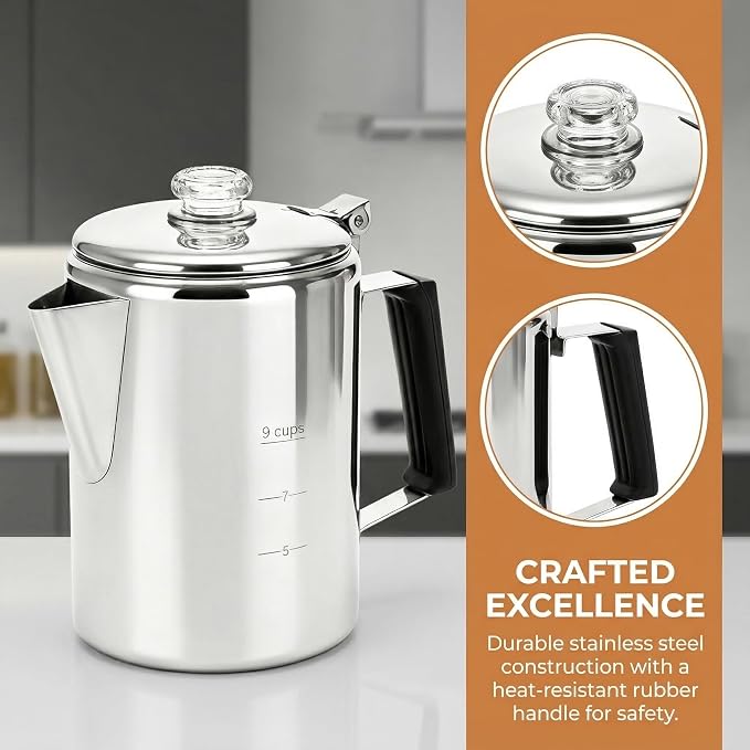 Cididu Camping Coffee Pot Stainless Steel, Coffee Pot Outdoors, Durable Stove - Image 9