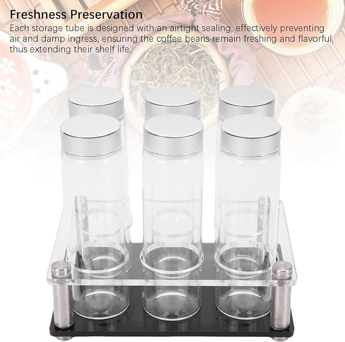 Tyenaza 6PCS Coffee Beans Storage Tubes, High Borosilicate Glass Coffee Bean - Image 7