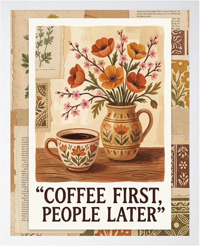 Lawrence Williams Designs Coffee First People Later Poster by LawrenceWilliamsDesigns