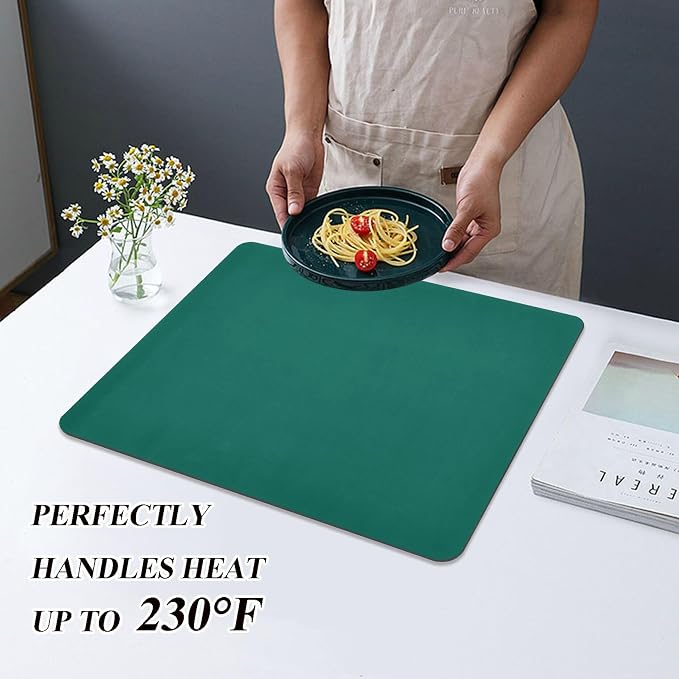 Hunter Green Dish Drying Mat for Kitchen Counter No-slip Rubber Bottom Dish - Image 5