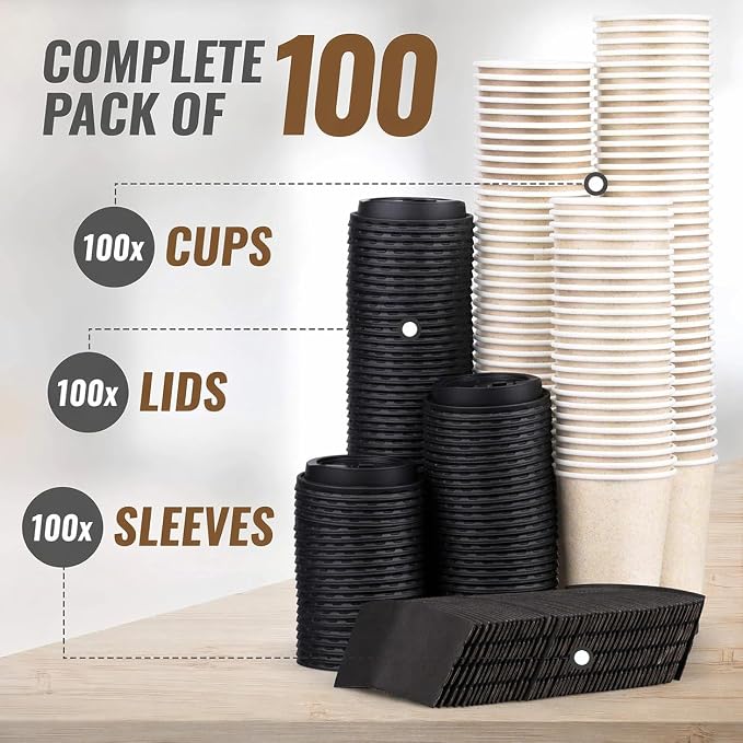 Promora 16 oz Disposable Natural Cream Coffee Cups - Image 4