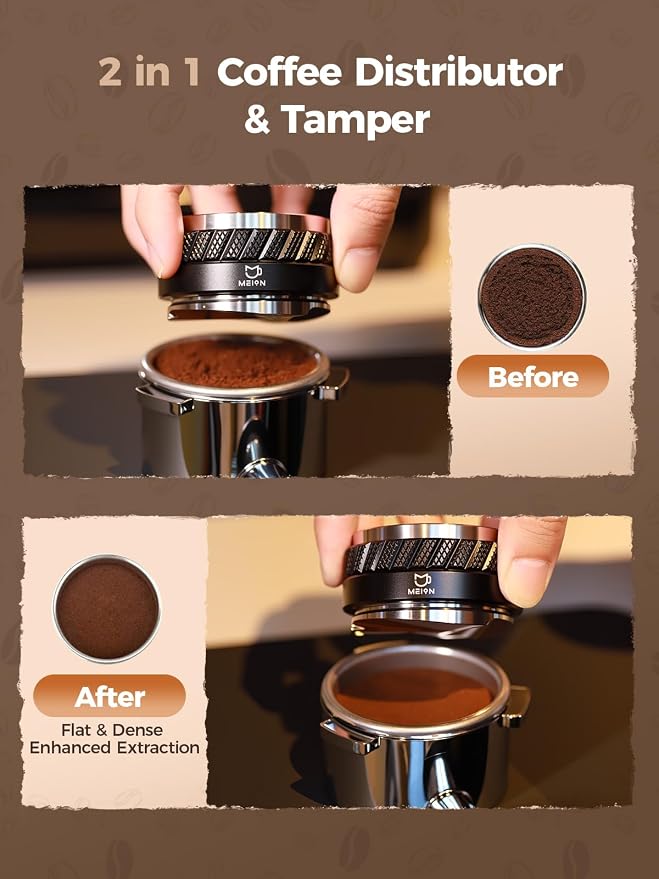 MEION Coffee Distributor & Tamper 53.3mm, Double-Sided Espresso Leveler - Image 5