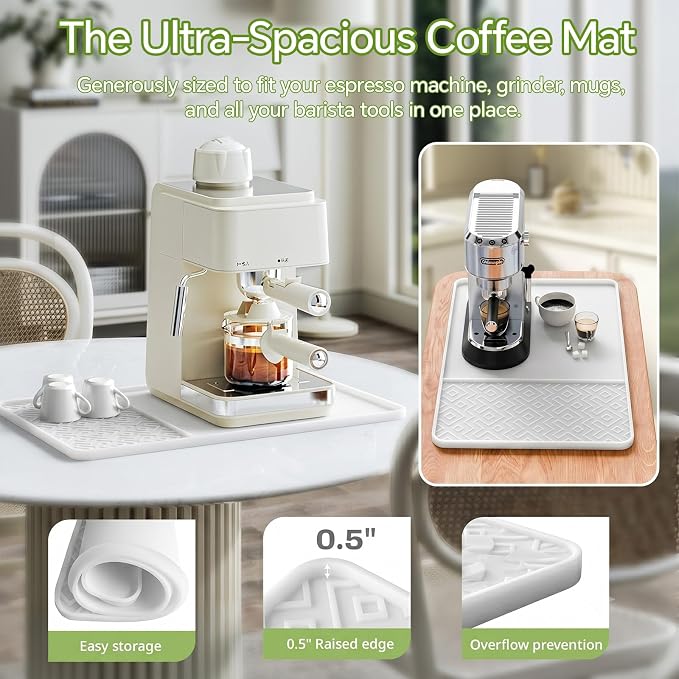 Silicone Coffee Mat with Raised Edges 19" x 12" – Waterproof Countertop Mat - Image 3