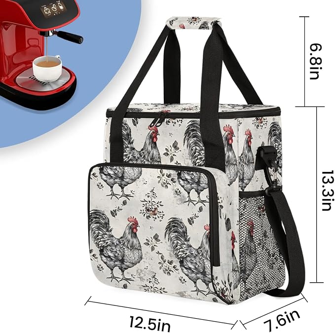 Farmhouse Chicken Hen Coffee Maker Carring Bag, Large Insulated Storage - Image 2