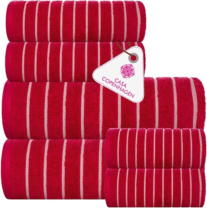 CASA COPENHAGEN Ecstatic 6Pcs 100% Egyptian Cotton Large Designer Towels Gift by CASACOPENHAGEN