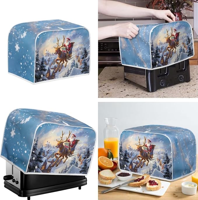 Doginthehole Santa Claus Deer Print Blender and Toaster Cover 2 Slice, - Image 2
