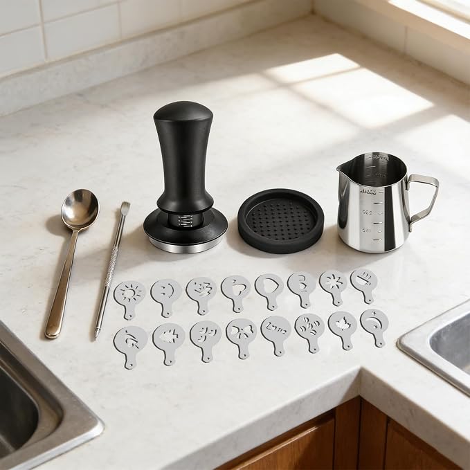20 PCS Espresso Accessories Kit, Spring Loaded Calibrated Tamper, Spring Loaded - Image 7
