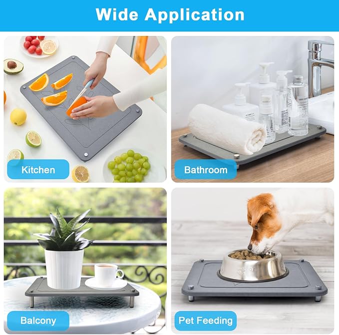 3Pcs Nesting Stone Drying Mat for Kitchen Counter, Quick Drying Dish Drying Mat - Image 6