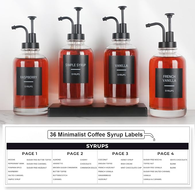 4PCS Coffee Syrup Dispenser, Glass Syrup Dispenser - Image 3
