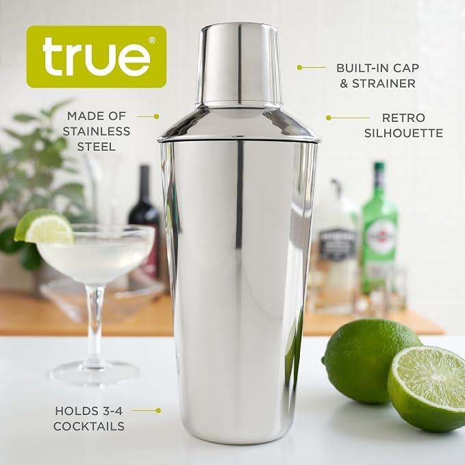 True Retro Stainless Steel Cocktail Shaker, Cold Brew Cocktails, Whiskey Sour - Image 7