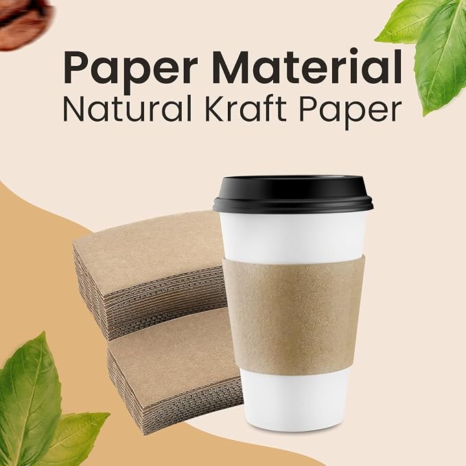 Coffee Sleeves 2000 Pcs – Corrugated Brown Kraft Paper Cups Sleeves Fit 12oz - Image 5