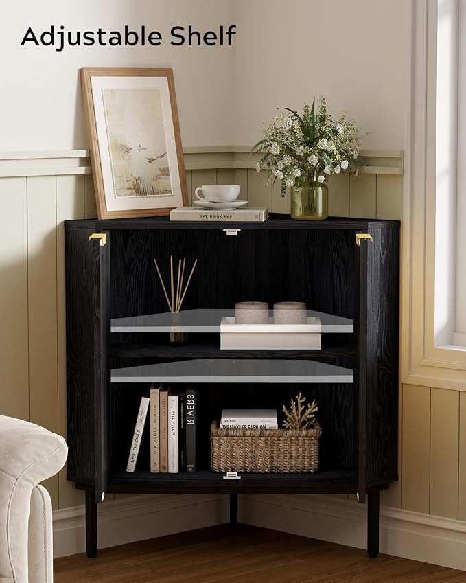 Modern Fluted Corner Cabinet, Small Floor Storage Cabinet - Image 3