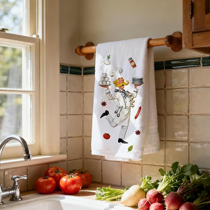 CUTHOLLOW Gourmet Chef Decorative Kitchen Towels Set of 4, 15.74"x23.62" Soft & - Image 7