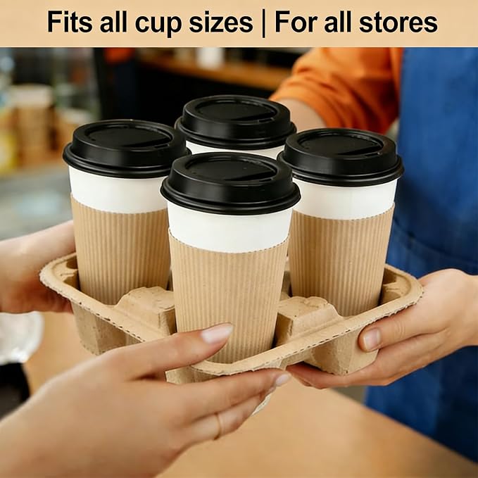 4 Cup Disposable Drink Carrier Trays, 50 Pack Wheat Straw & Sugarcane Pulp - Image 7