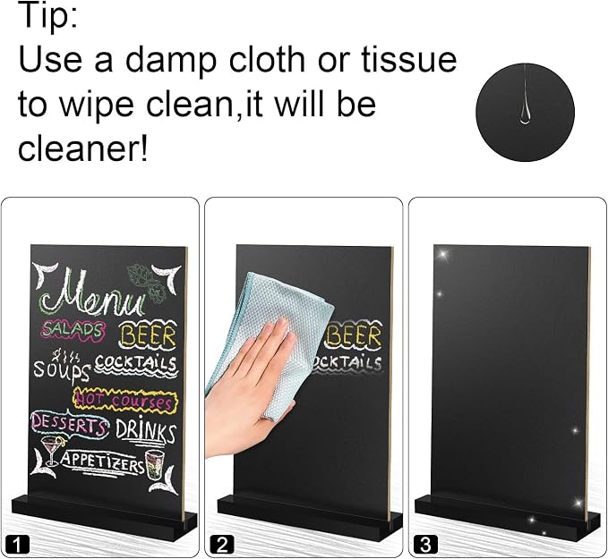 EHWINE Chalkboard Easel Sign Set, 8 Pack 6 x 8 Inch Double-Sided Wooden Boards - Image 4