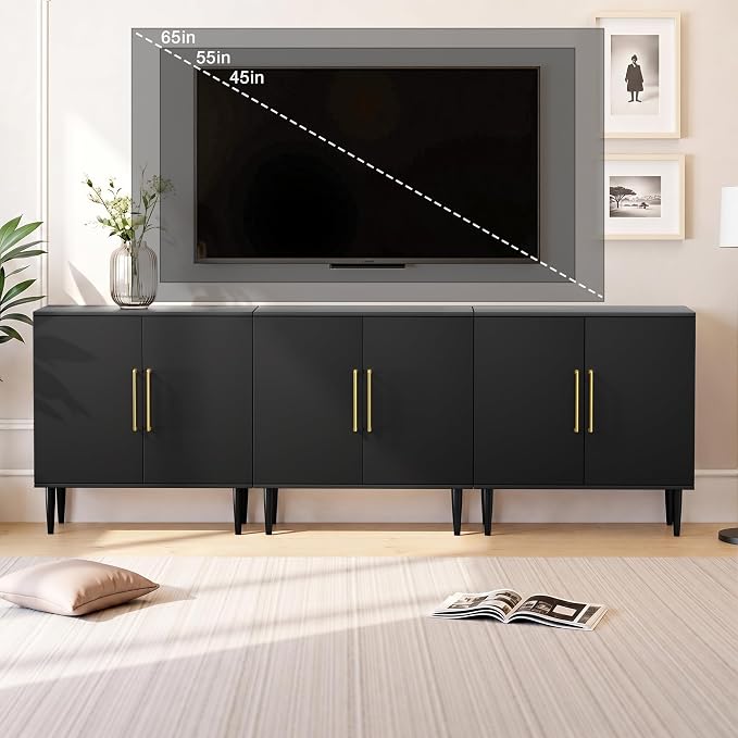 Set of 3 Black Storage Cabinet by REHOOPEX