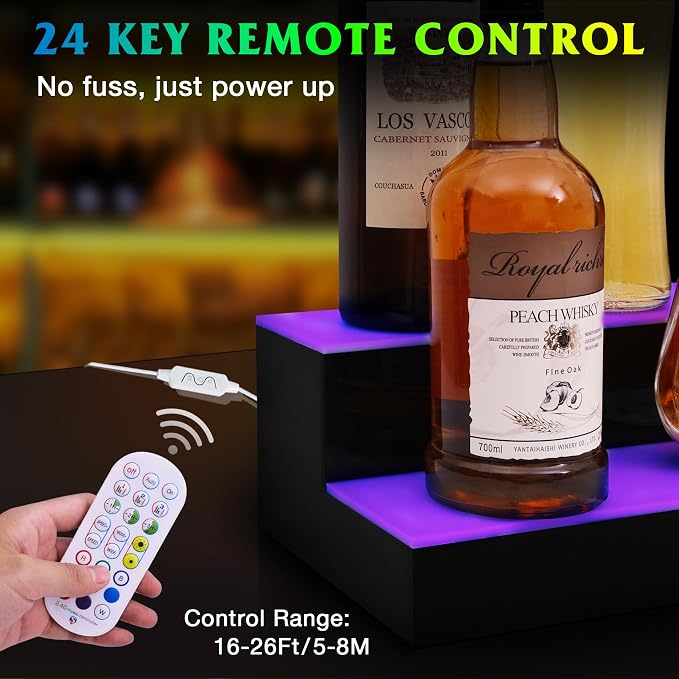 LED Lighted Liquor Bottle Display Shelf, 2 Tiers 30 Inch Bar Bottle Display - Image 4