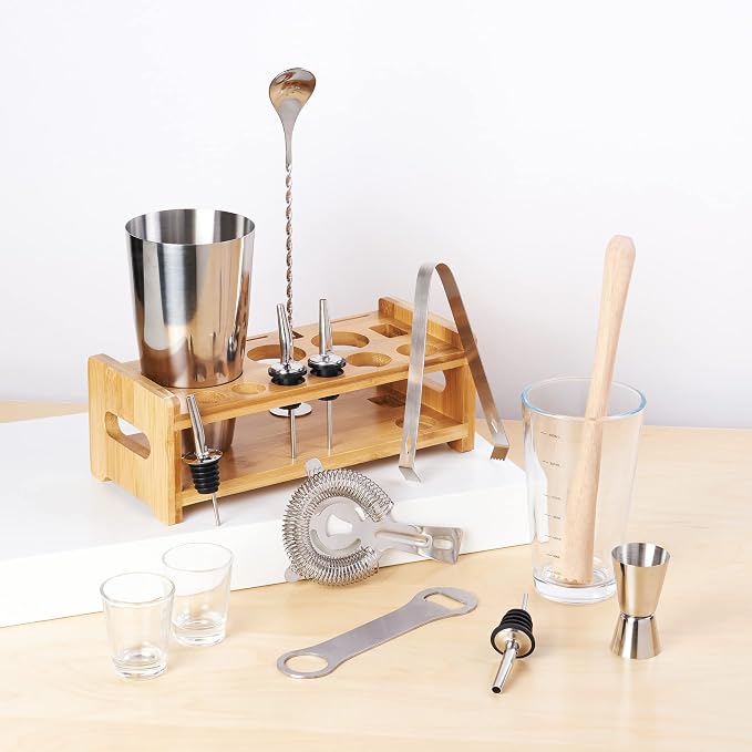 True 14-Piece Barware Set with Wood Stand - Image 5