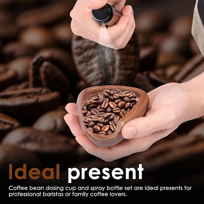 Coffee Dosing Cup with Spray Bottle, Walnut Wood Espresso Accessories Kit - Image 7