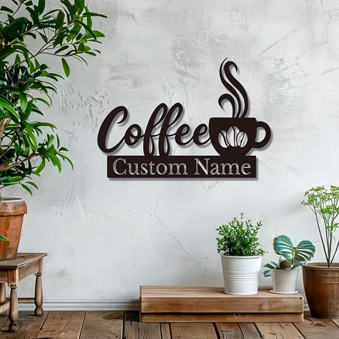 Personalized Coffee Bar Sign, Custom Metal Wall Art - Image 3