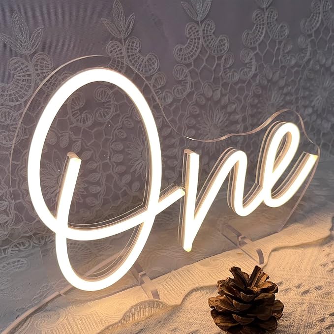 One Year Old Birthday Table Number Neon Sign Desk Lamp Night Light Wedding - Image 5