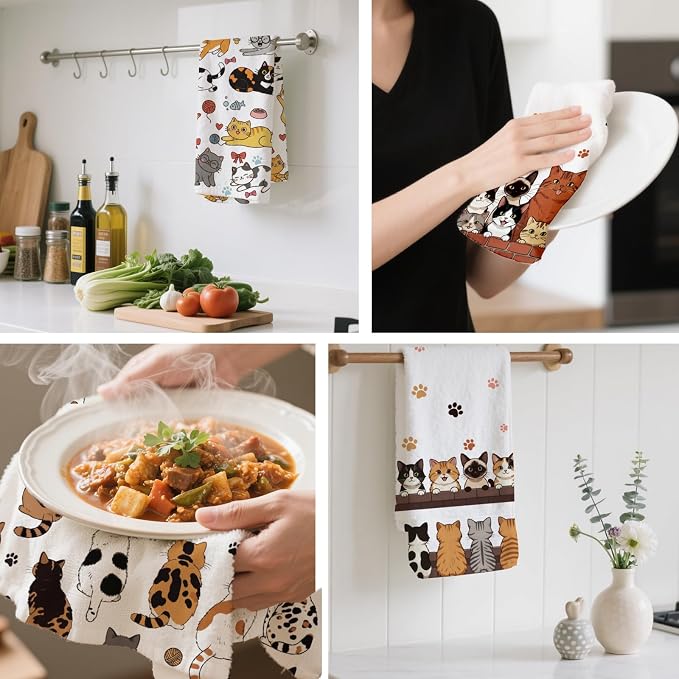 CUTHOLLOW Spoon and Bowl with Spices Decorative Kitchen Towels Set of 4 - Image 4