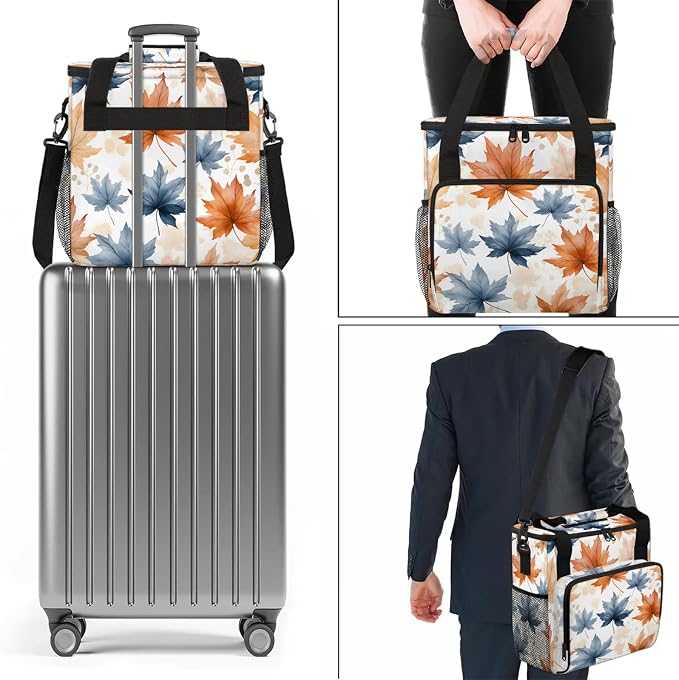 Fall Maple Leaf Coffee Maker Carring Bag, Large Insulated Storage Organizer - Image 7